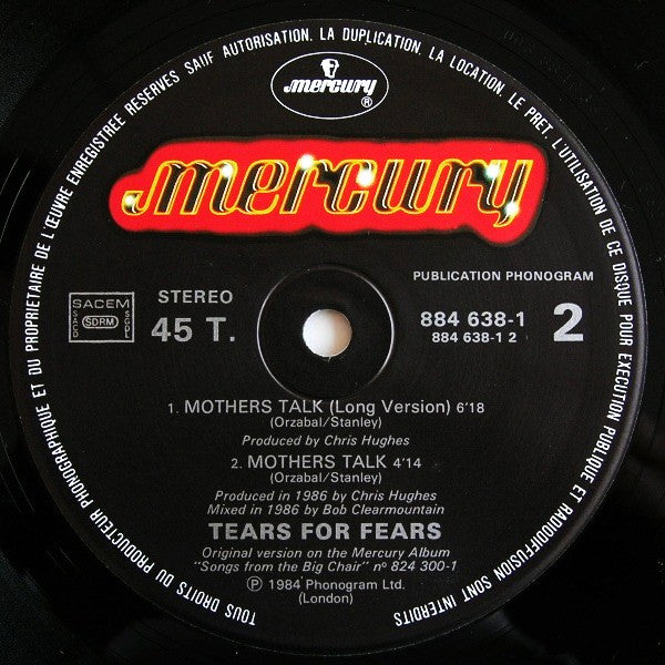 Tears For Fears – Mothers Talk (Beat Of The Drum Mix) (NM, FUNDA VG+) BOX11
