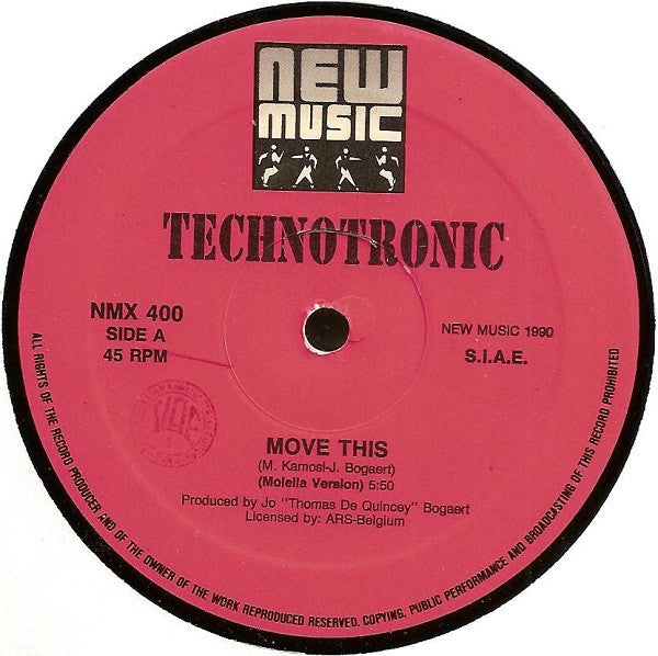 Technotronic – Move This (Molella Version) / Rockin' Over The Beat (Piccadilly Mix) (VG+) BOX26