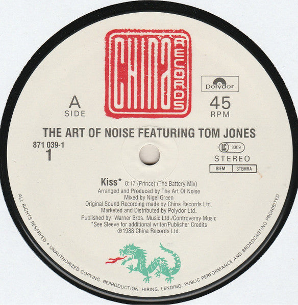The Art Of Noise Featuring Tom Jones – Kiss (NM, FUNDA VG+) BOXV24