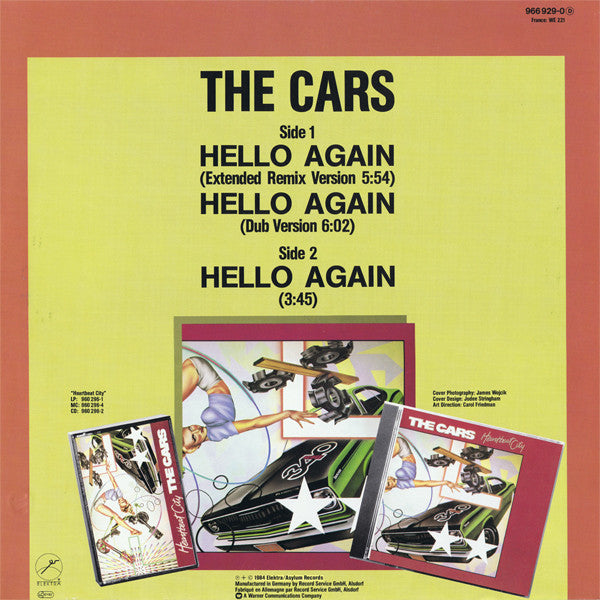 The Cars – Hello Again (Special 12 Inch Remix By Arthur Baker) (VG+) BOX28