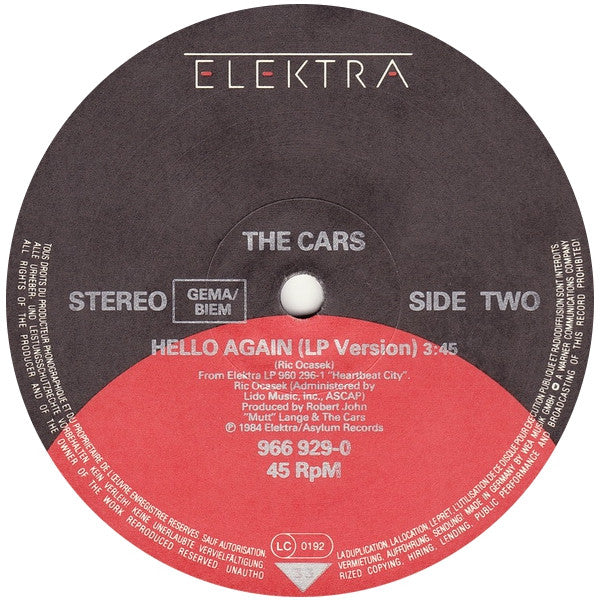 The Cars – Hello Again (Special 12 Inch Remix By Arthur Baker) (VG+) BOX28