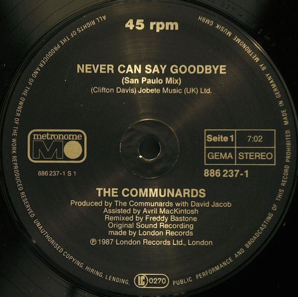 The Communards – Never Can Say Goodbye (Remix) (NM) BOX2