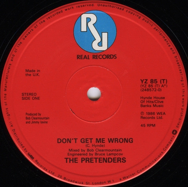 The Pretenders – Don't Get Me Wrong (EX, FUNDA VG+) BOX29