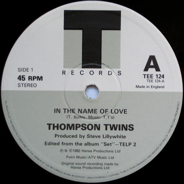 Thompson Twins – In The Name Of Love (12" Inch Dance Extension) (EX) BOX23