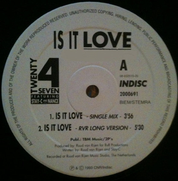 Twenty 4 Seven Featuring Stay-C And Nance – Is It Love (VG+) BOX12