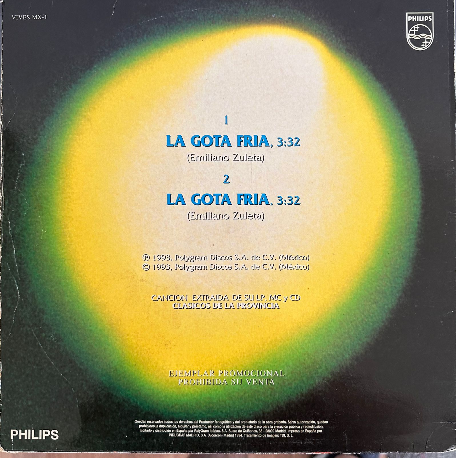 Carlos Vives – La Gota Fria (VG+) BOX15