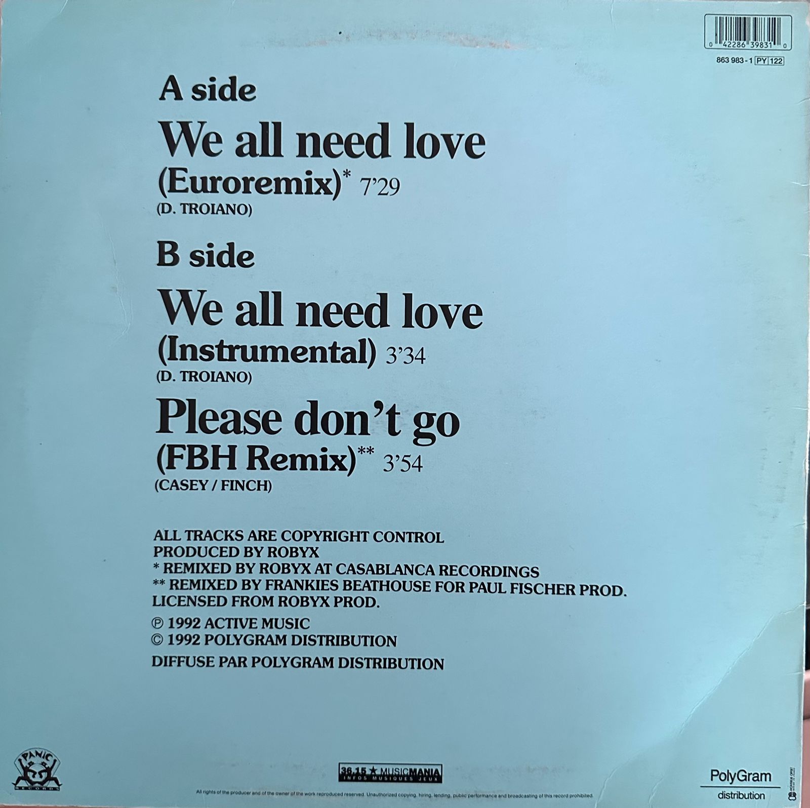 Double You – We All Need Love (Remix) (VG+) BOX16