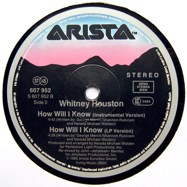 Whitney Houston – How Will I Know (John »Jellybean« Benitez-Remix) (VG+) BOX16