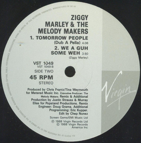 Ziggy Marley And The Melody Makers – Tomorrow People (VG+) BOX18