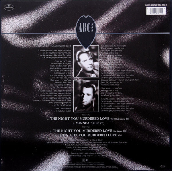 ABC Featuring Contessa Lady V – The Night You Murdered Love (NM, FUNDA VG+) BOX24