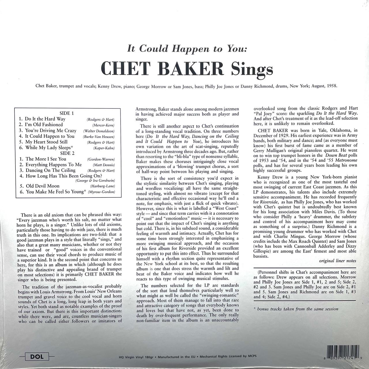 Chet Baker – It Could Happen To You - Chet Baker Sings / DELUXE GATEFOLD EDITION (NUEVO, SELLADO) BOXV53