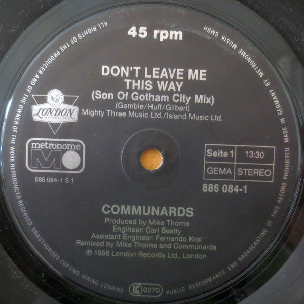 Communards With Sarah Jane Morris – Don't Leave Me This Way (Son Of Gotham City Mix) (VG+ FUNDA RINGWEAR, VER FOTO) BOX36