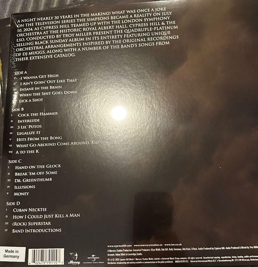 Cypress Hill, London Symphony Orchestra – Black Sunday Live At The Royal Albert Hall / DISCO DOBLE (NUEVO, SELLADO) BOXV44