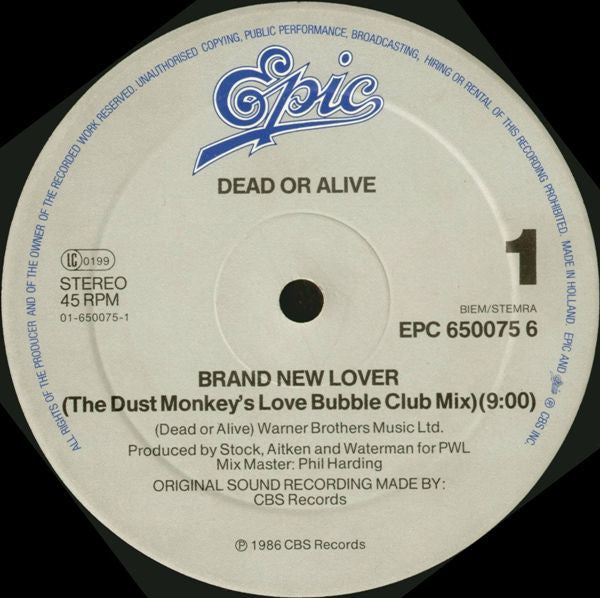 Dead Or Alive – Brand New Lover (NM, FUNDA EX) BOX1
