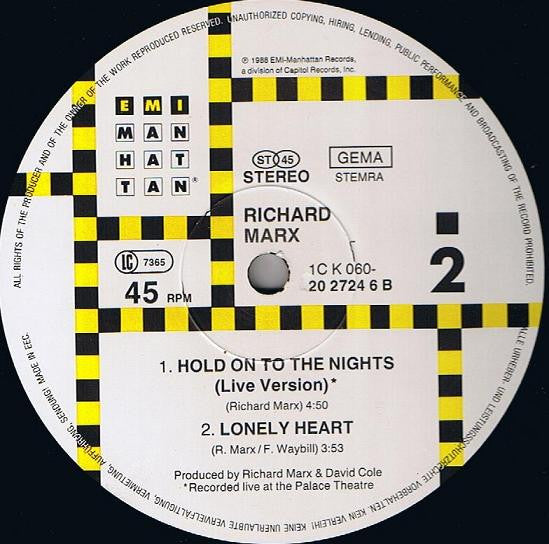Richard Marx – Hold On To The Nights (EX) BOX36