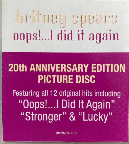 Britney Spears – Oops!...I Did It Again - Picture Disc - 20th Anniversary Edition (NUEVO, SELLADO) BOXV40