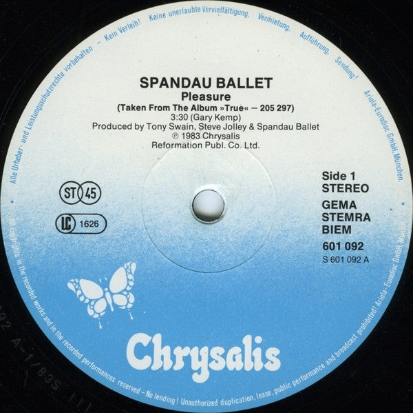 Spandau Ballet – Pleasure / Gold (Live Version) (VG+, EX) BOX35