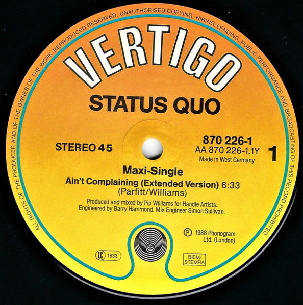 Status Quo – Ain't Complaining (NM) BOX35