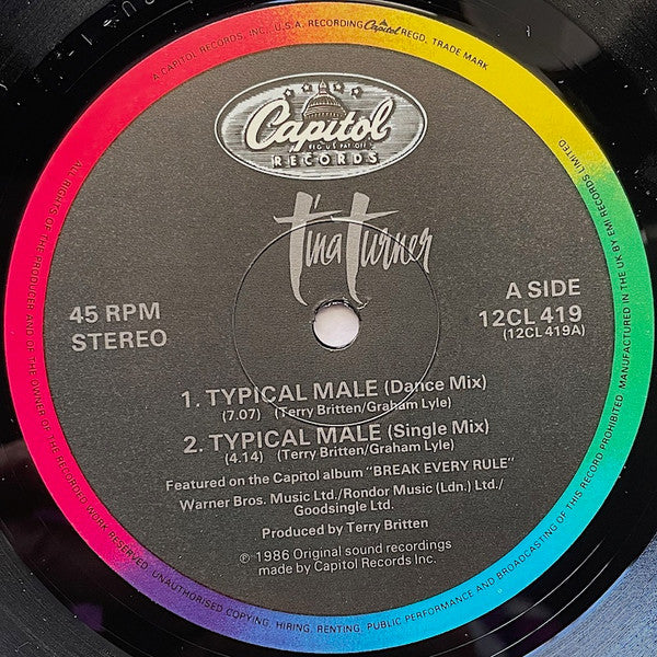 Tina Turner – Typical Male (Dance Mix) (VG+) BOX36