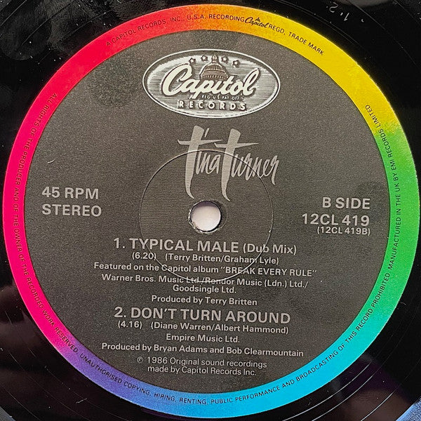 Tina Turner – Typical Male (Dance Mix) (VG+) BOX36