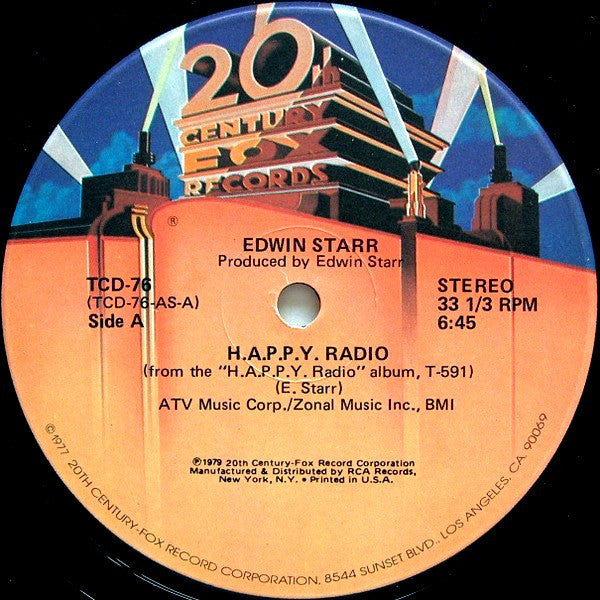 Edwin Starr – H.A.P.P.Y. Radio / My Friend (VG+, Funda Generic) Box15