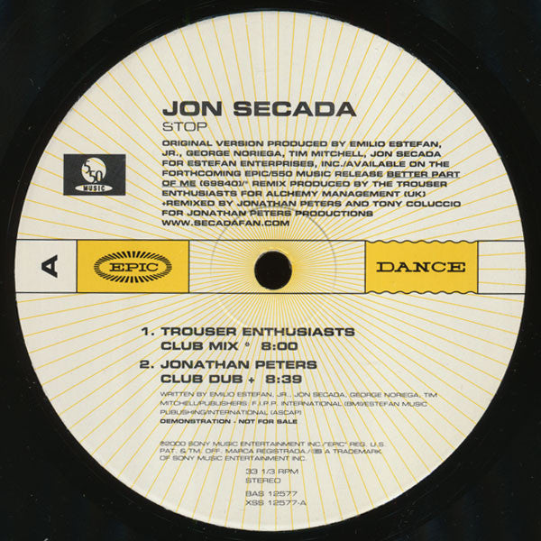Jon Secada – Stop (Promo #2) (VG+, Funda Generic) Box22