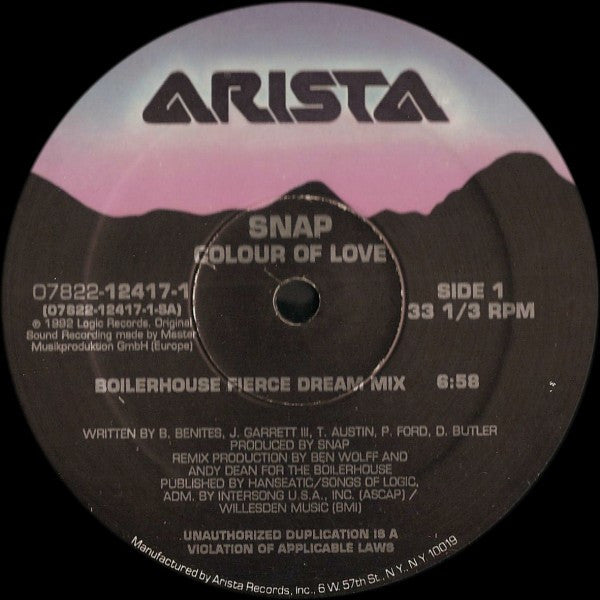 Snap – Colour Of Love, disco de vinilo
