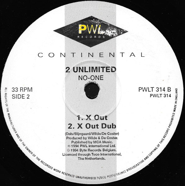 2 Unlimited – No One (NM, FUNDA VG+) BOX26