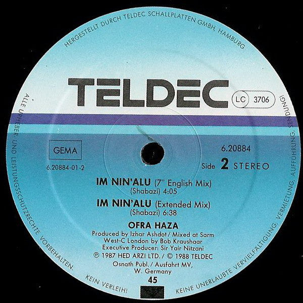 Ofra Haza – Im Nin'Alu (Played In Full Mix) (EX, FUNDA VG+) BOX33
