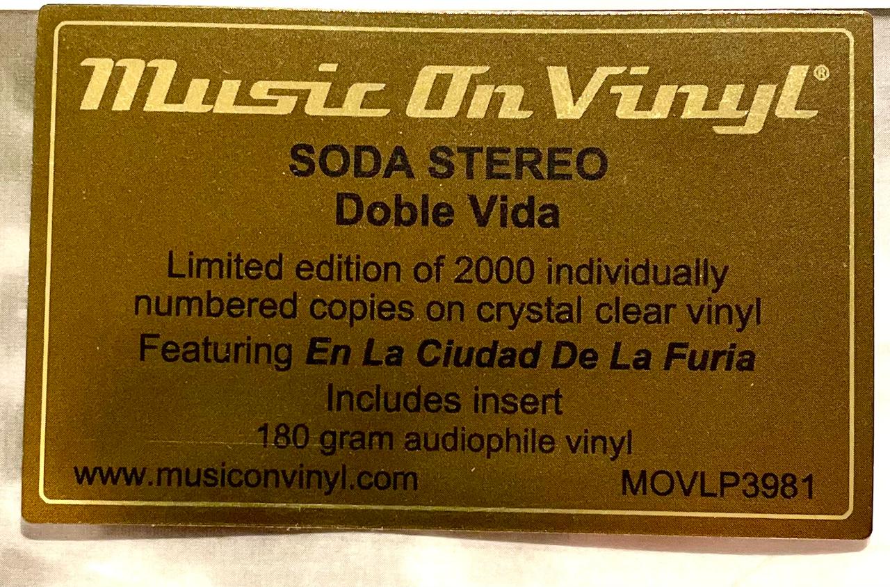 Soda Stereo – Doble Vida / EDICIÓN LIMITADA NUMERADA & CRYSTAL CLEAR / INCLUYE INSERT (NUEVO, SELLADO)