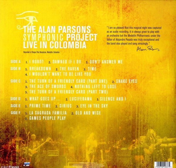 The Alan Parsons Symphonic Project – Live In Colombia / DISCO TRIPLE (NUEVO, SELLADO)