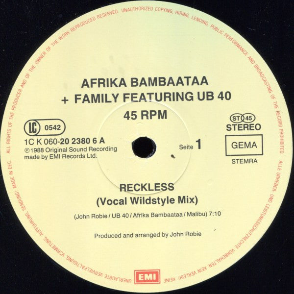 Afrika Bambaataa And Family – Reckless (NM, FUNDA VG+) BOX32
