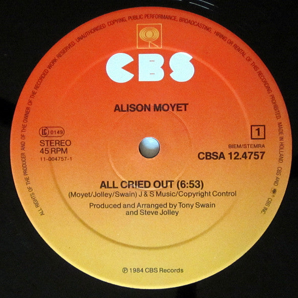 Alison Moyet – All Cried Out (NM, FUNDA VG+) BOX33