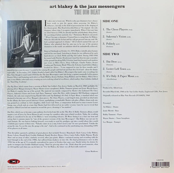 Art Blakey & The Jazz Messengers – The Big Beat, contraportada con el listado de canciones