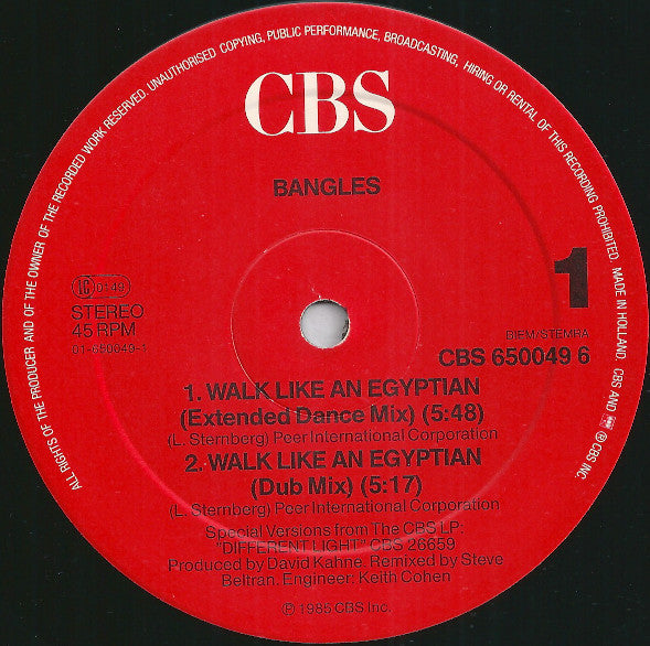 Bangles – Walk Like An Egyptian (VG+, Funda Generic) Box27