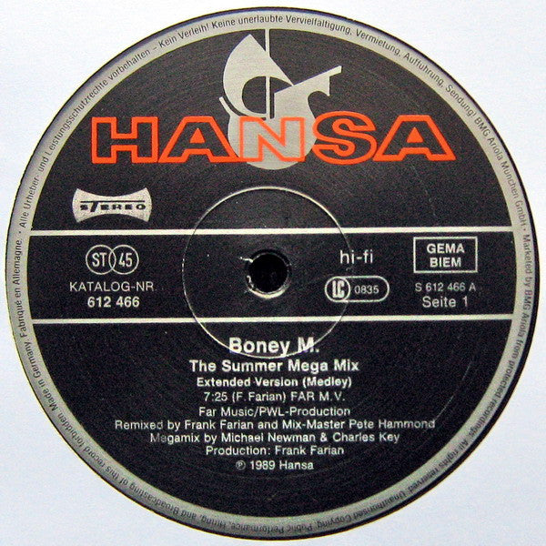 Boney M. – The Summer Mega Mix (PWL Remixes) (NM, FUNDA VG+) BOX30