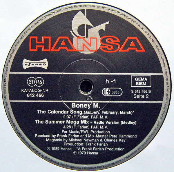 Boney M. – The Summer Mega Mix (PWL Remixes) (NM, FUNDA VG+) BOX30