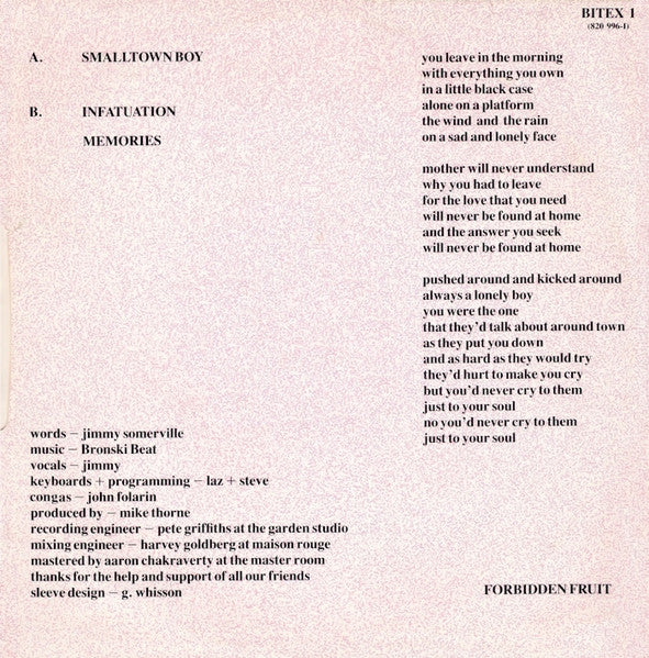 Bronski Beat – Smalltown Boy (NM)