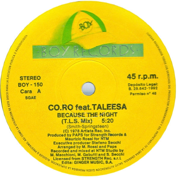 CO.RO feat. Taleesa – Because The Night (VG+) BOX8