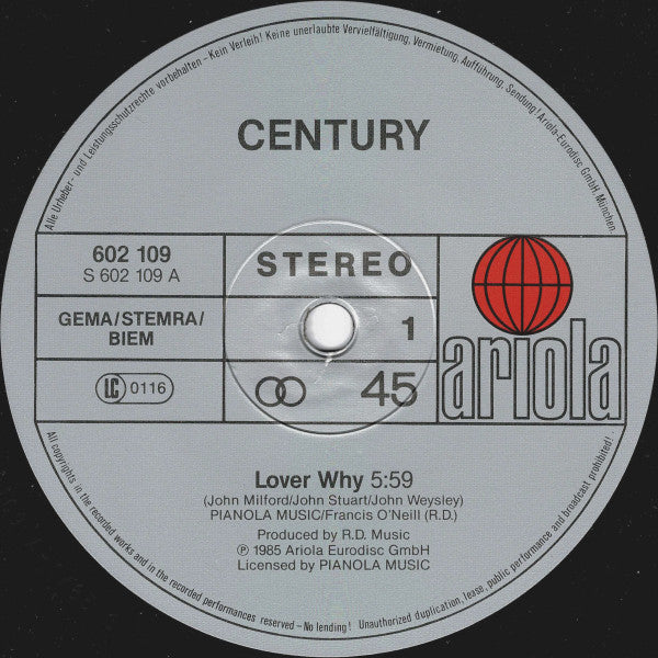 Century – Lover Why (EX)