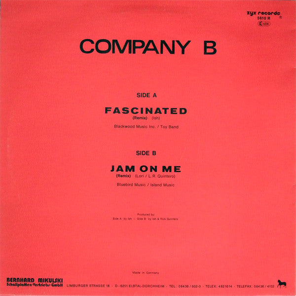 Company B – Fascinated (Remix) / Jam On Me (Remix) (VG+) BOX3