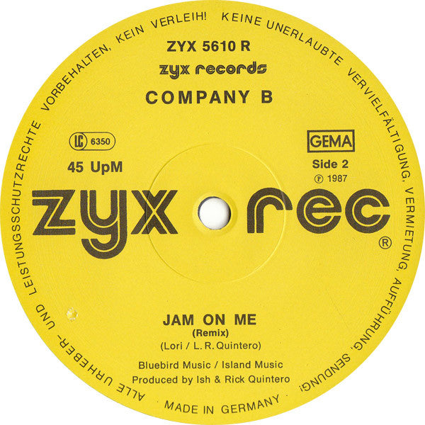 Company B – Fascinated (Remix) / Jam On Me (Remix) (VG+) BOX3