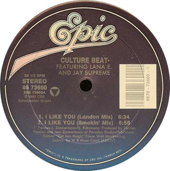Culture Beat Featuring Lana E. And Jay Supreme – I Like You (VG+) BOX8