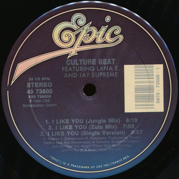 Culture Beat Featuring Lana E. And Jay Supreme – I Like You (VG+) BOX8