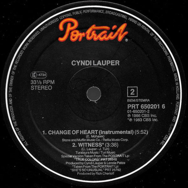 Cyndi Lauper – Change Of Heart (NM, FUNDA EX) BOX3