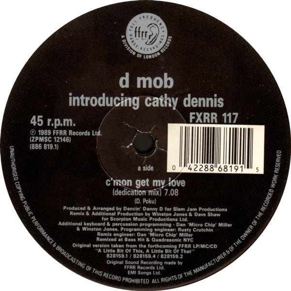 D Mob Featuring Cathy Dennis – C'Mon And Get My Love (Remix) (EX, FUNDA VG+) BOX3