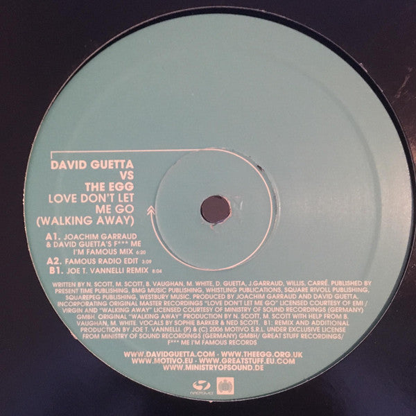 David Guetta Vs. The Egg – Love Don't Let Me Go (Walking Away) (NM, Funda Generic) Box29