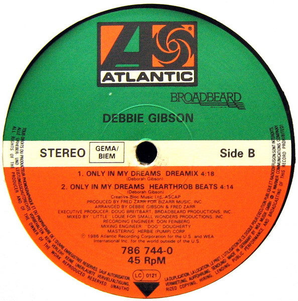 Debbie Gibson – Only In My Dreams (NM, FUNDA VG+)