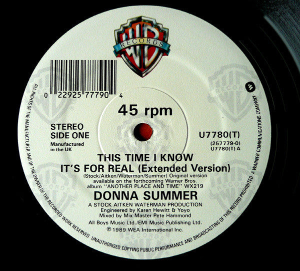 Donna Summer – This Time I Know It's For Real (VG+) BOX6