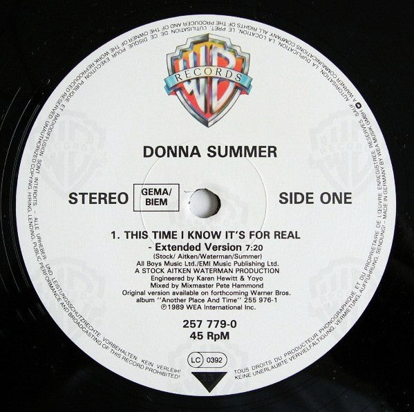 Donna Summer – This Time I Know It's For Real (VG+) BOX28